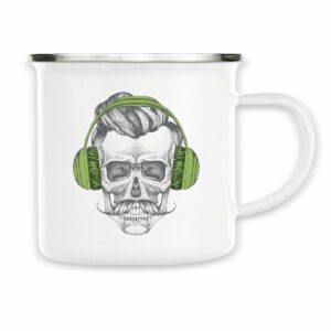 Mug émaillé / Tête de mort moustachue