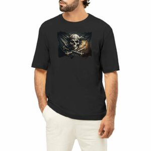 T-shirt Homme Oversize / Drapeau Pirate / Coton Bio 90%